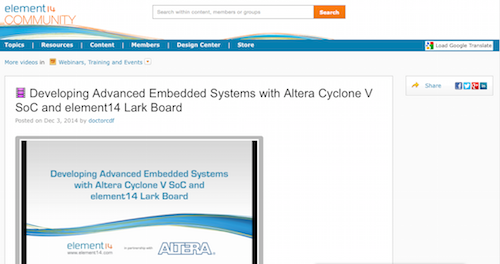 Developing Advanced Embedded Systems with Altera Cyclone V SoC and element14 Lark Board