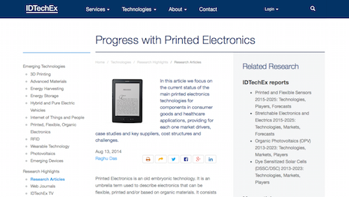 Progress with Printed Electronics