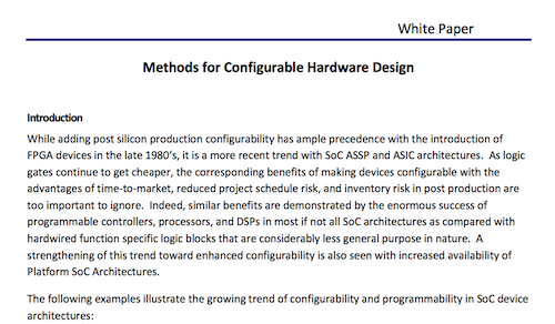 Methods for Configurable Hardware Design